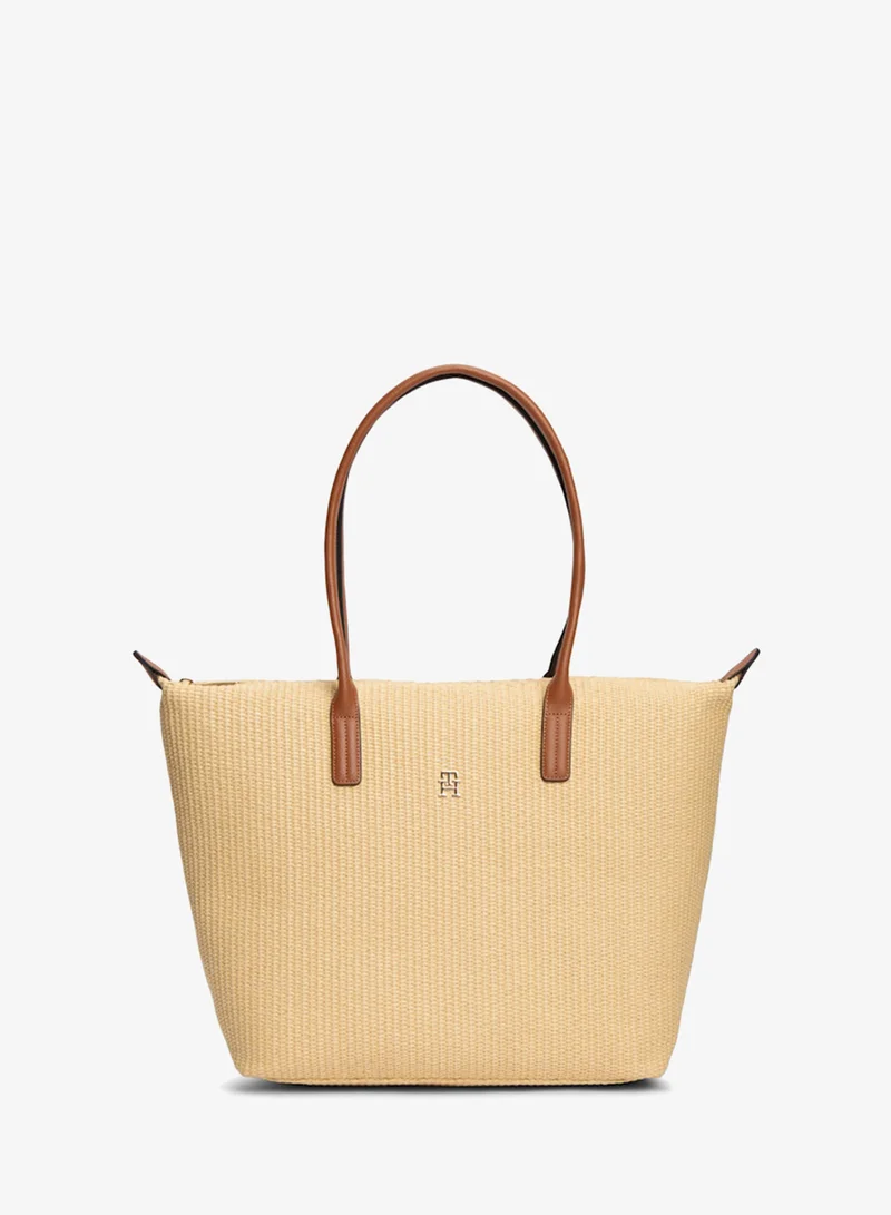 تومي هيلفيغر Monogram Raffia Tote Bag